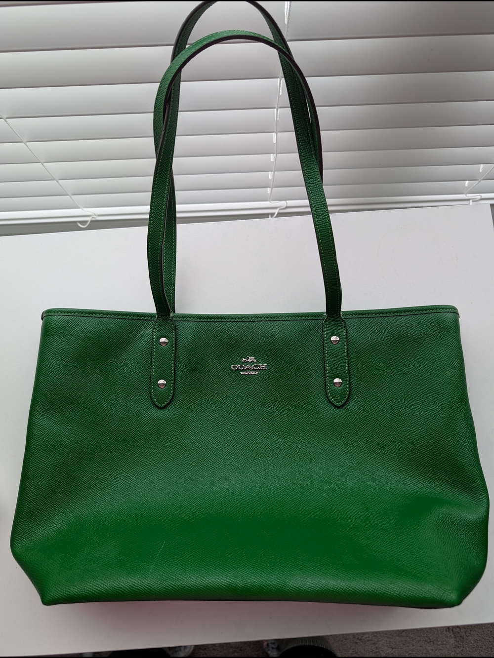 Coach Green Leather Tote Bag - Picture 3 of 5
